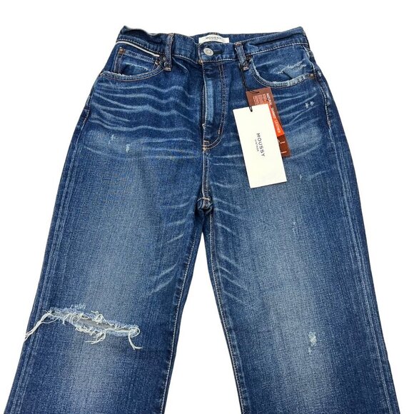 Moussy Vintage Womens Rhode Cropped Flare-Hi Jeans Distressed Raw Hem 28 New - Picture 2 of 11